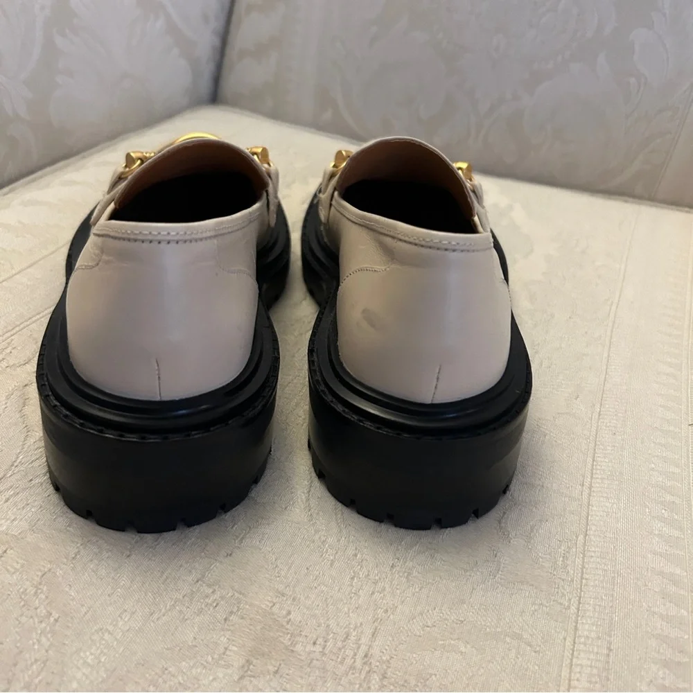 Tory Burch Jessa Equestrian lug sole platform loafers cream size 7 NEW